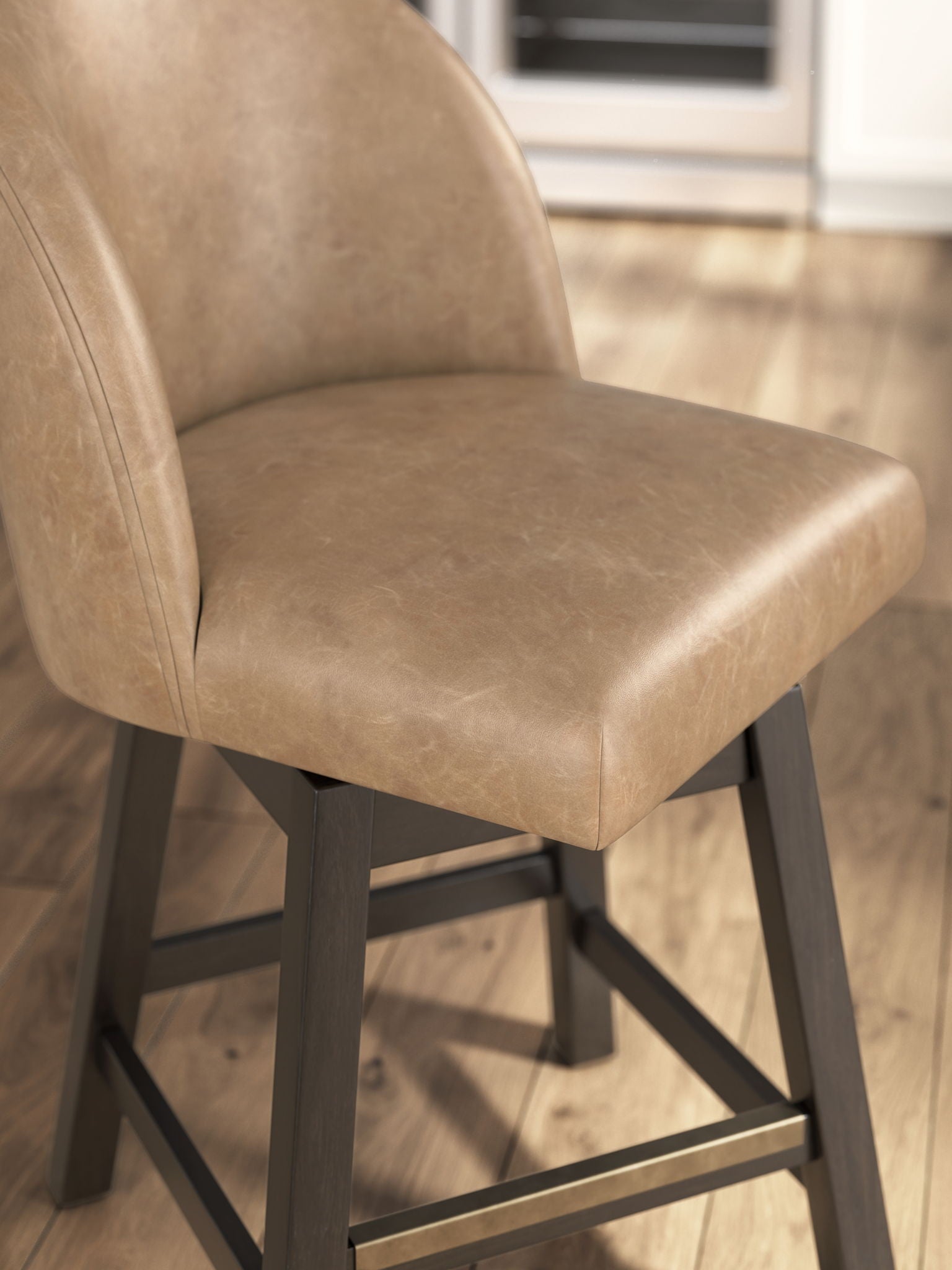 Neymorton - Upholstered Swivel Faux Leather Barstool (Set of 2) - Dark Grayish Brown - Image 2