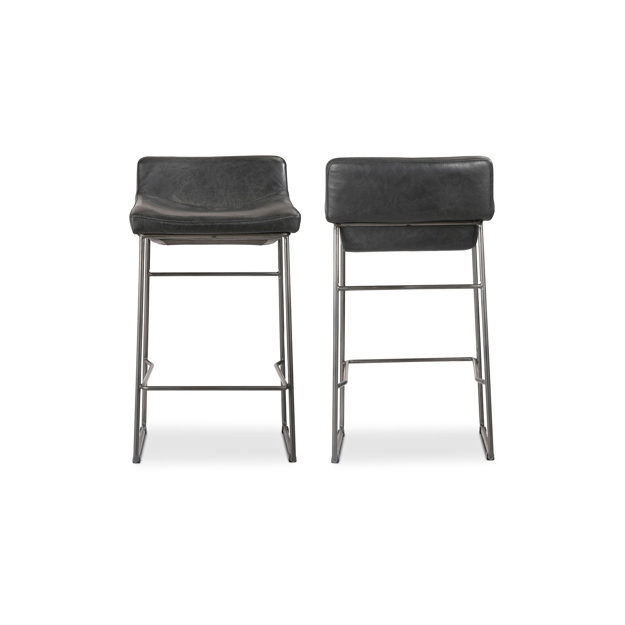 Starlet - Counter Stool Leather (Set of 2) - Onyx Black - Image 2