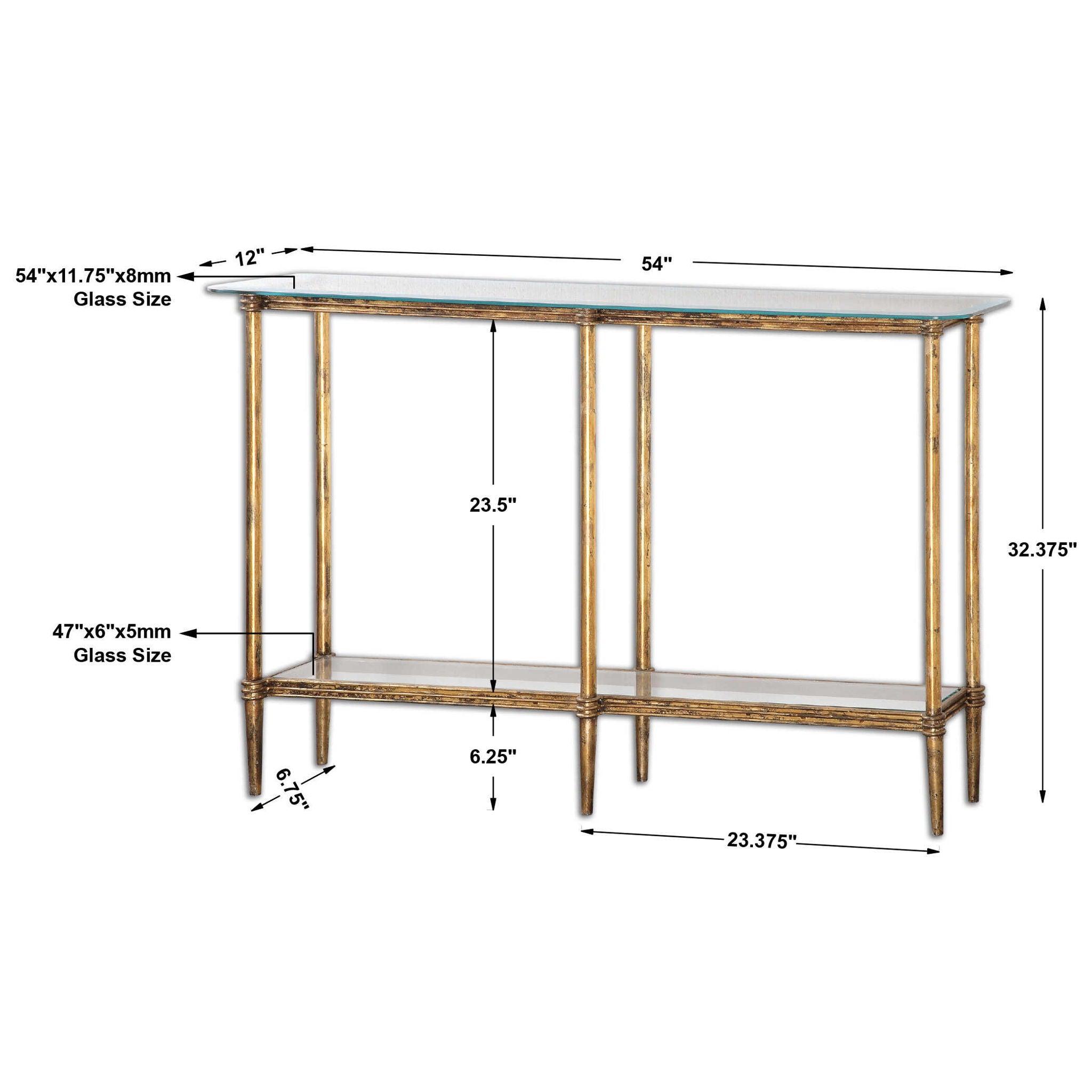 Elenio - Glass Console Table - Gold - Image 2