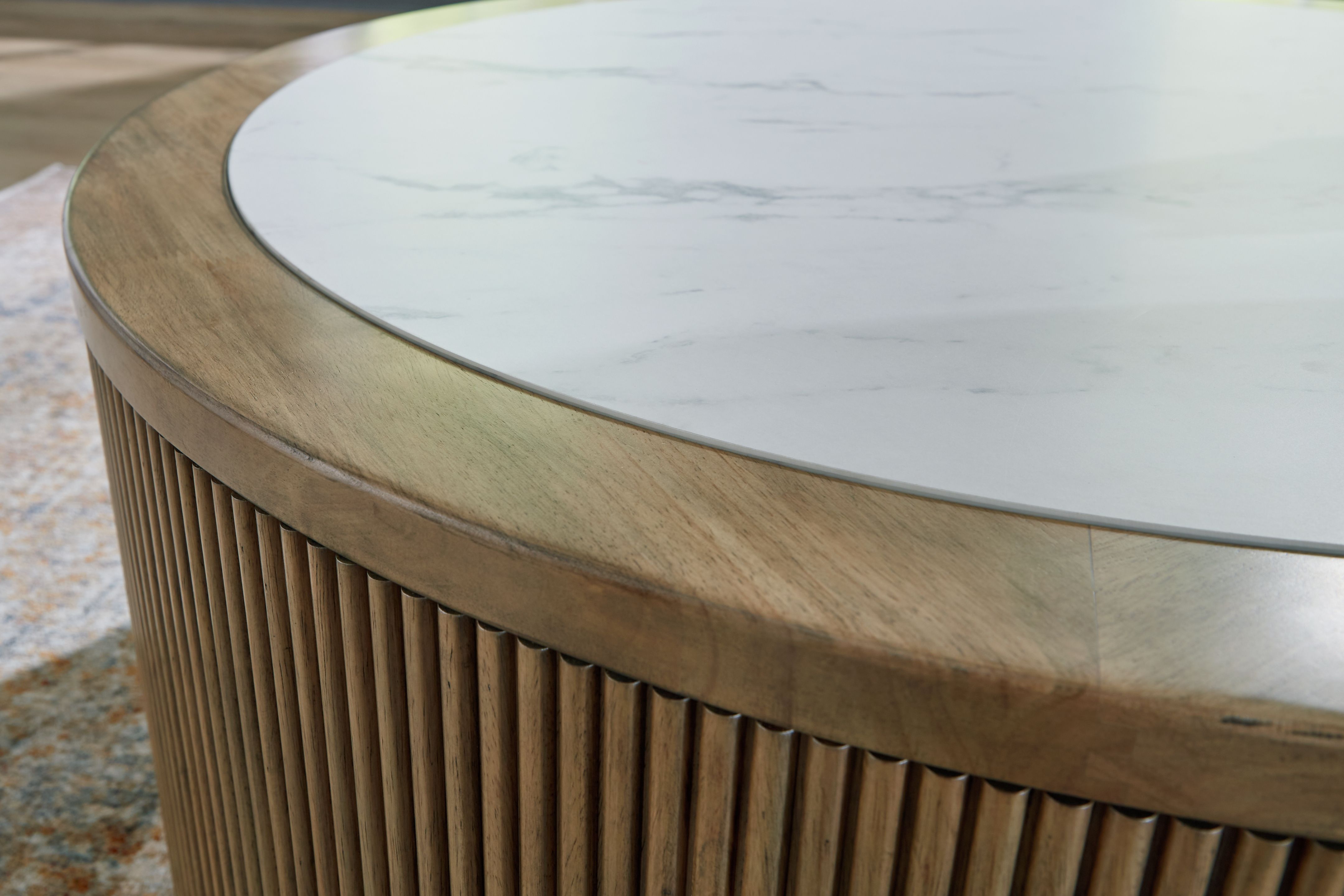 Camdill - Round Cocktail Table - Light Brown / White - Image 2