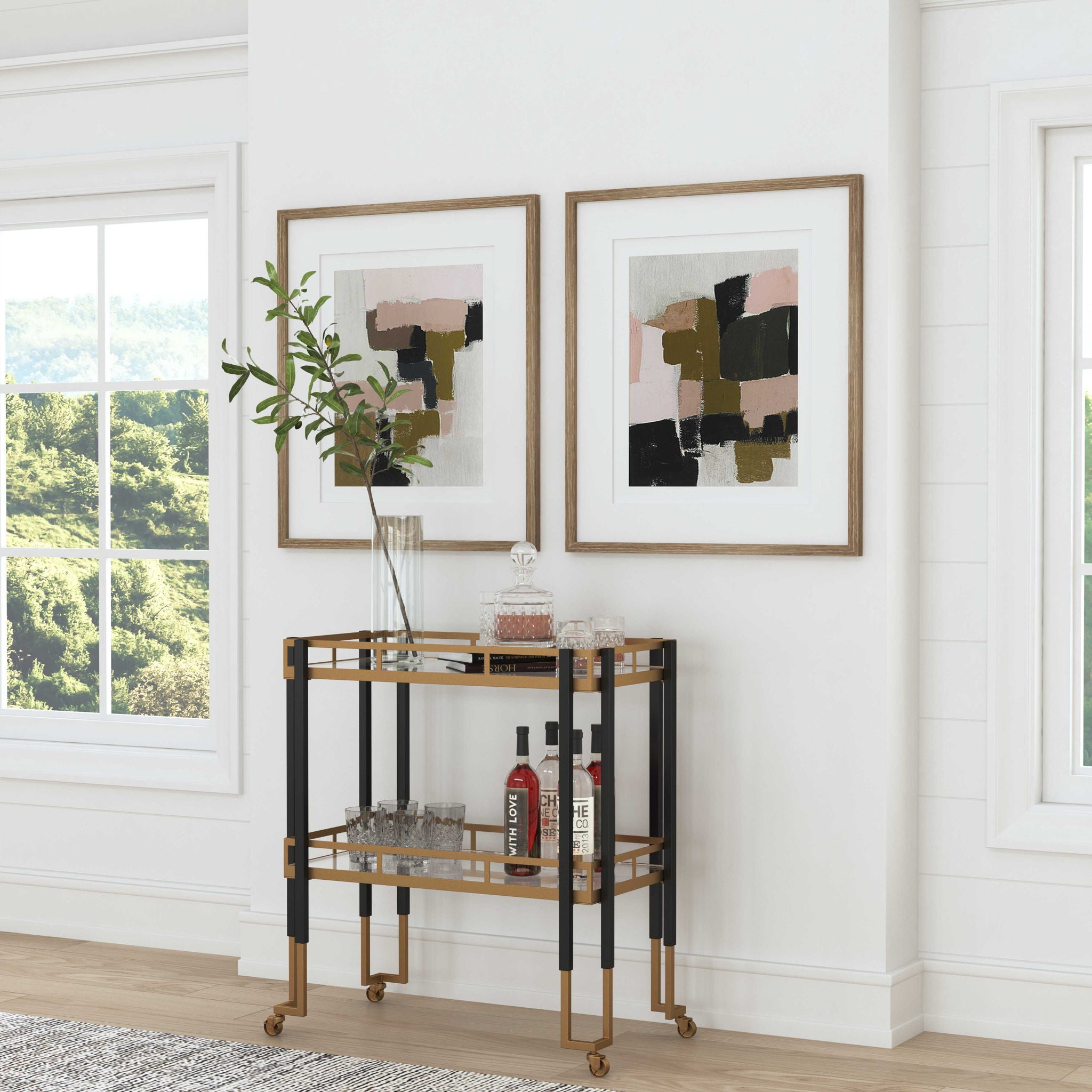 Kentmore - Modern Bar Cart - Gold - Image 2