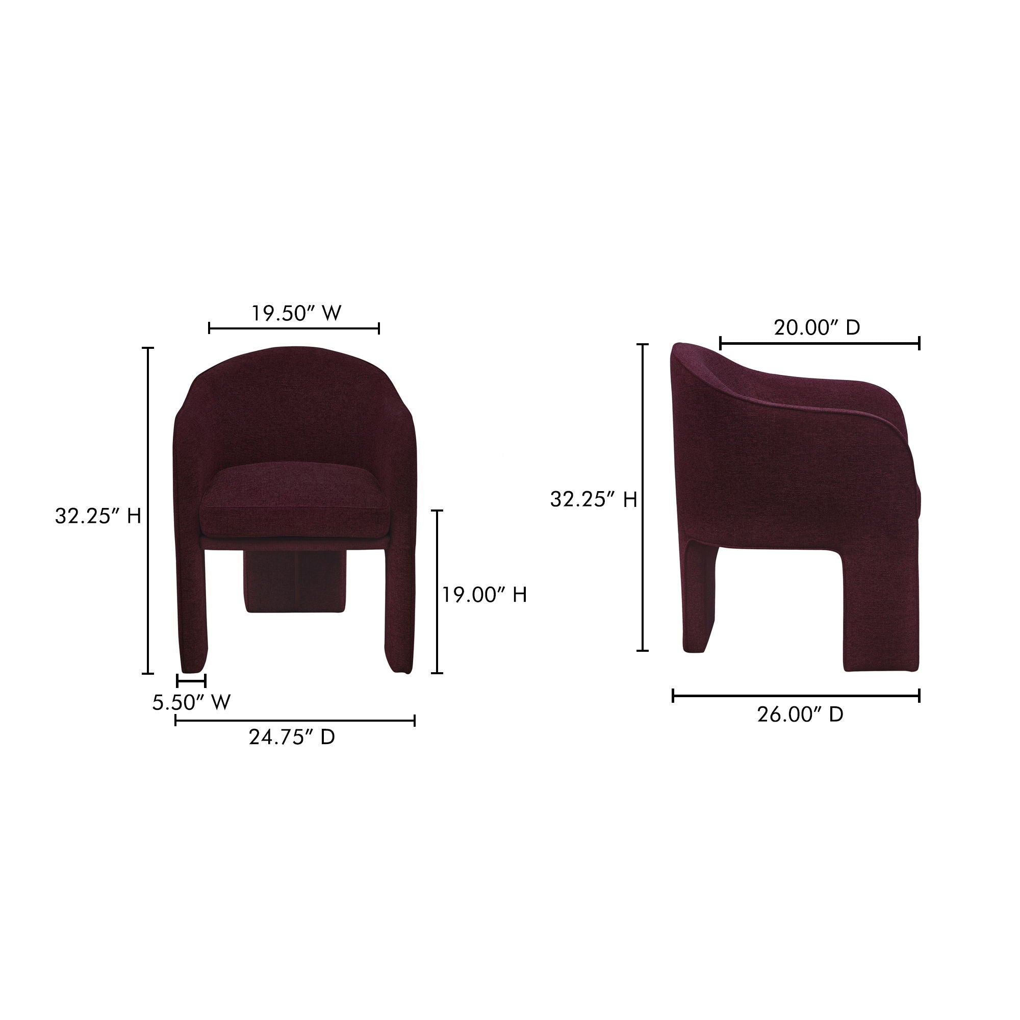 Clara - Performance Fabric Dining Chair - Plum - Image 2