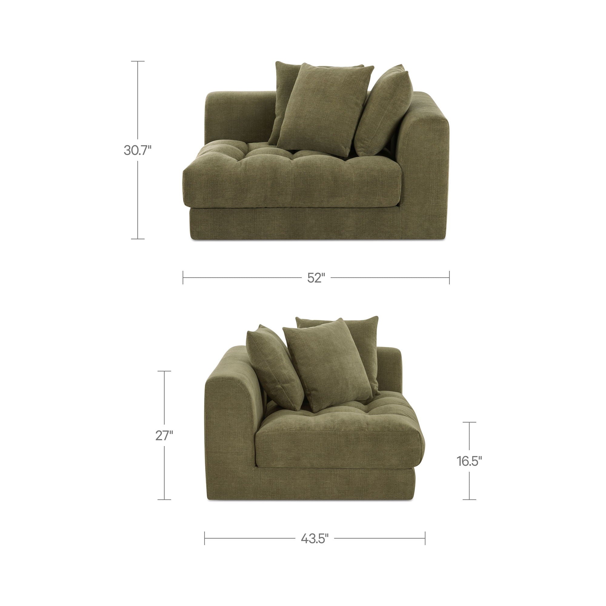 Davie - Right Arm Facing Chair - Olive Green - Image 2