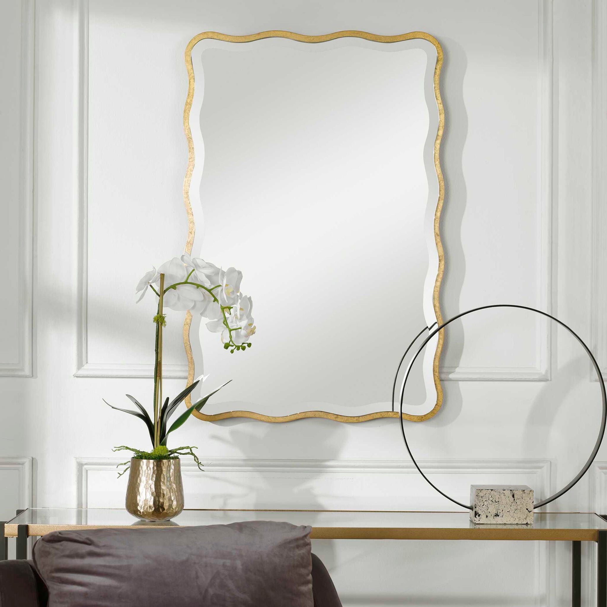 Aneta - Scalloped Mirror - Gold - Image 2