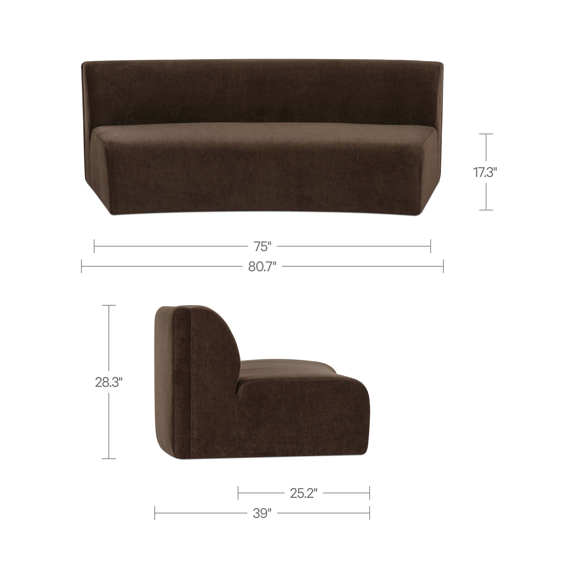 Naomi - Concave Sofa - Dark Brown - Image 2
