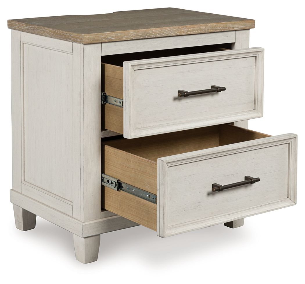 Shaybrock - Two Drawer Night Stand - Antique White / Brown - Image 3