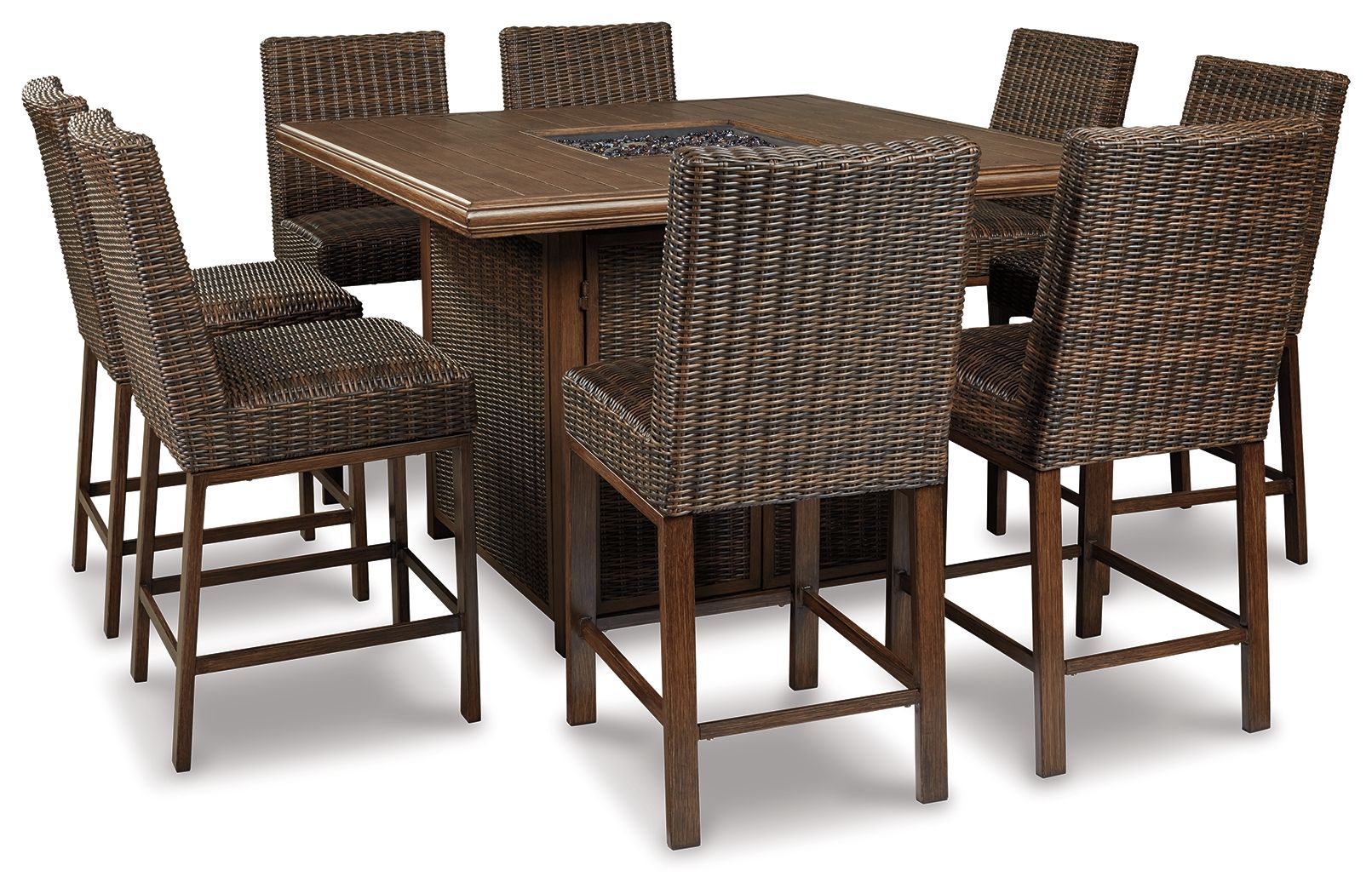 Paradise Trail - Square Bar Table w/Fire Pit - Medium Brown - Image 2