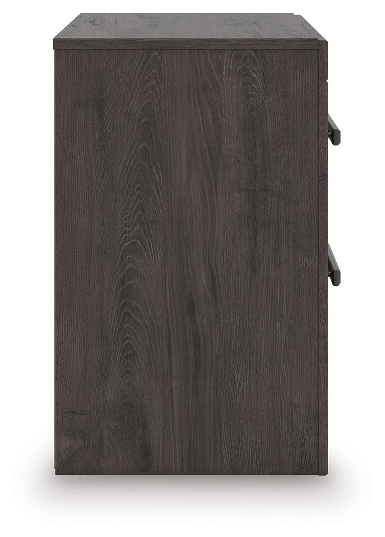 Prendonea - Two Drawer Night Stand - Charcoal - Image 2
