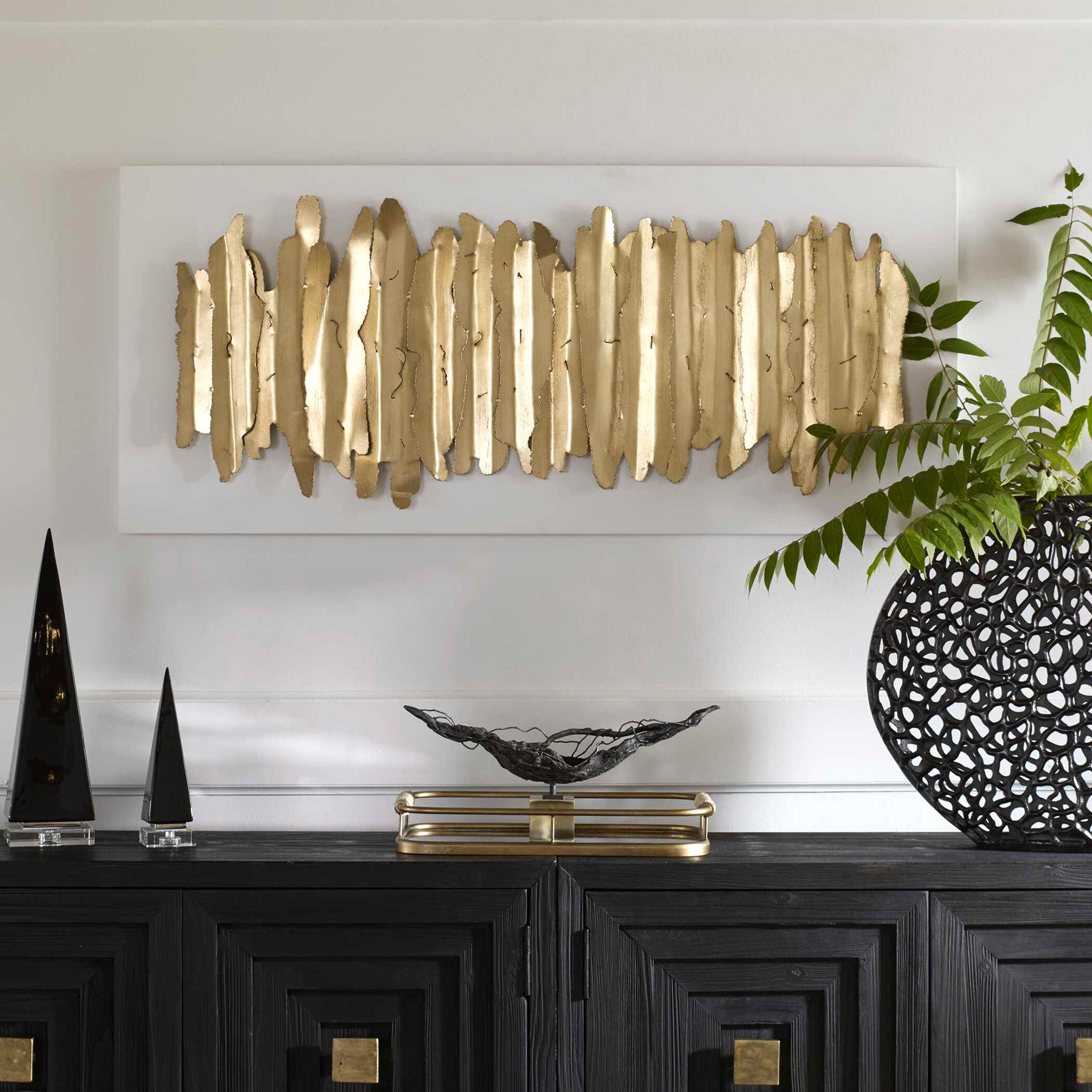 Lev - Metal Wall Decor - White & Gold - Image 2