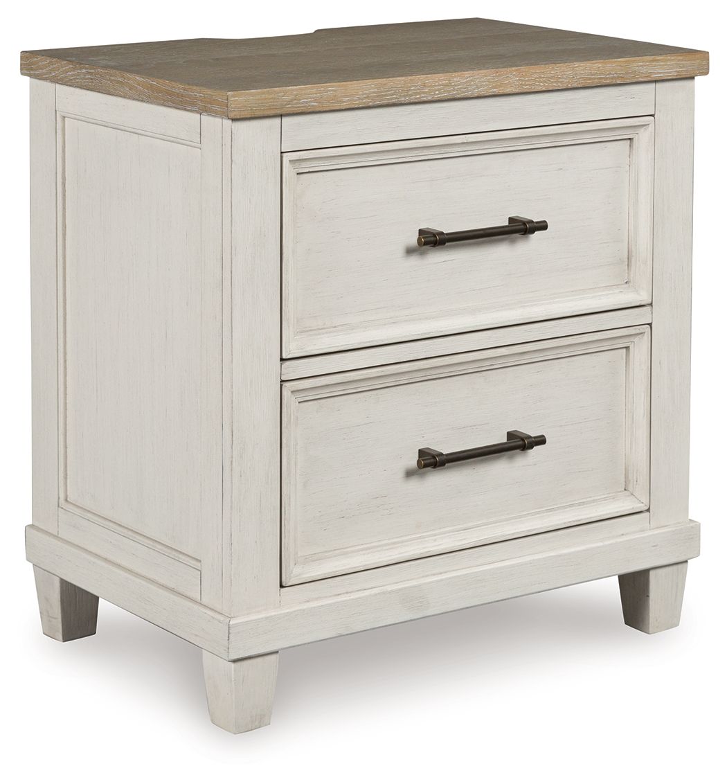 Shaybrock - Two Drawer Night Stand - Antique White / Brown - Image 1