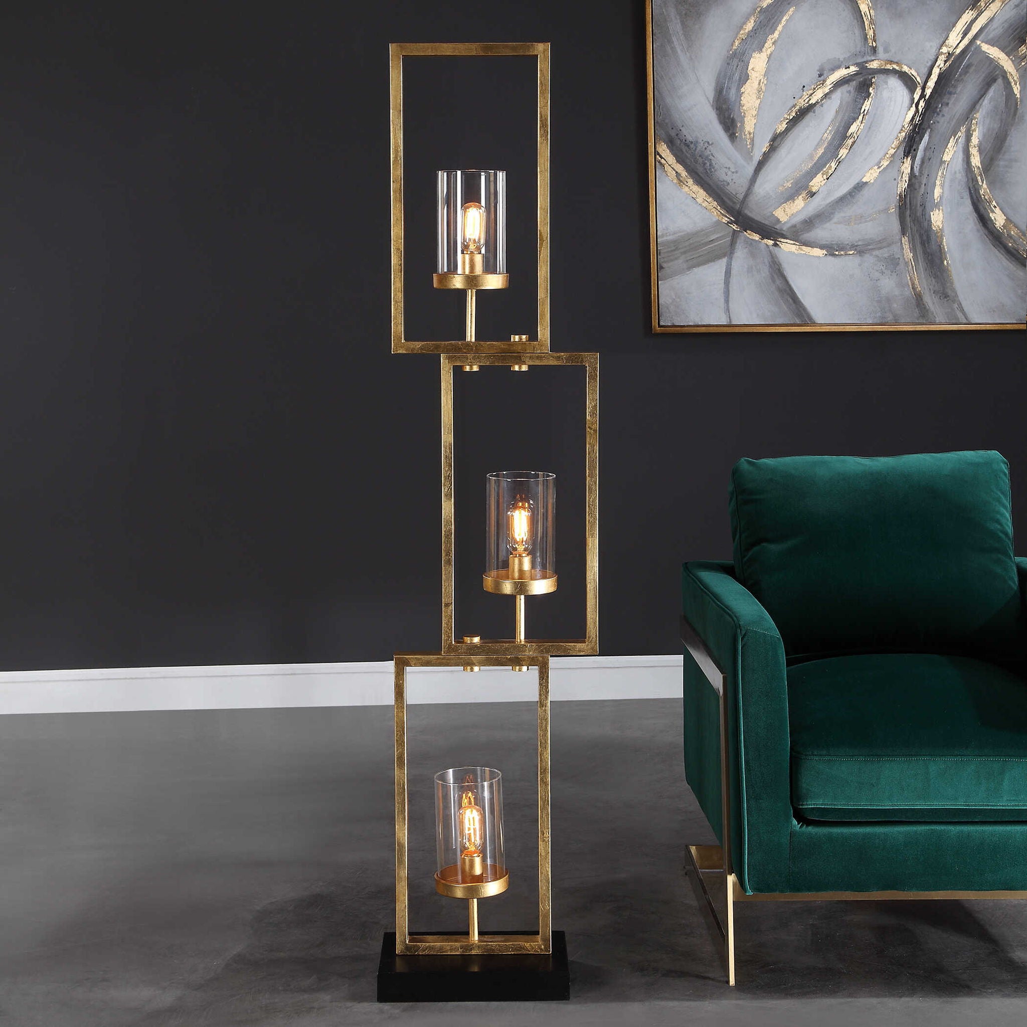 Cielo - Staggered Rectangles Floor Lamp - Gold - Image 2