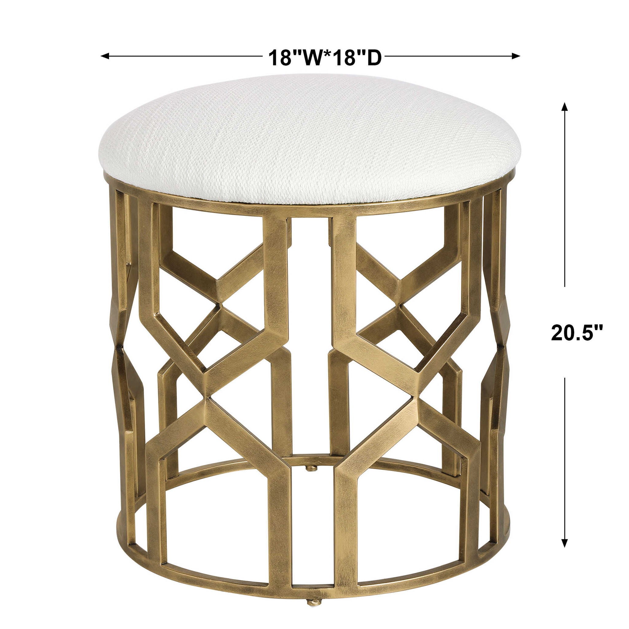 Trellis - Geometric Accent Stool - White & Gold - Image 2
