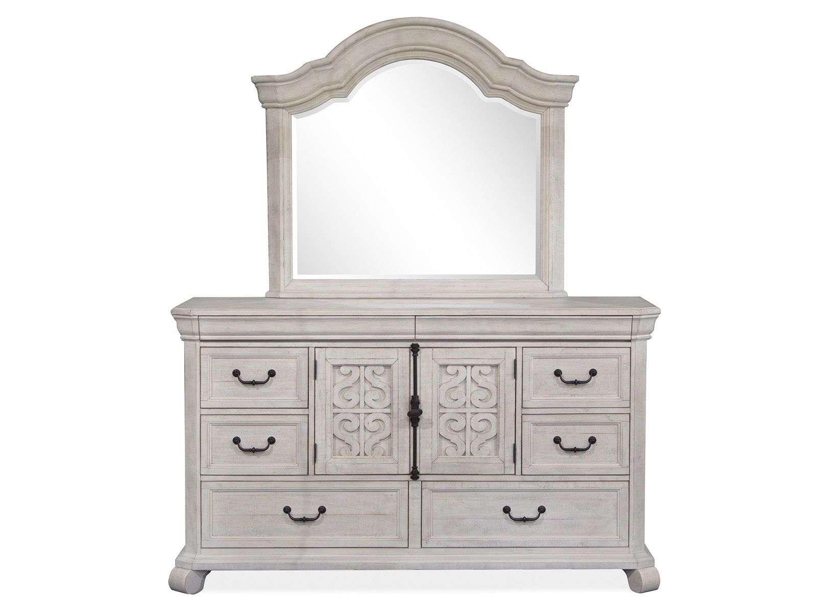 Bronwyn - Drawer Dresser With Shaped Mirror - Alabaster - Image 2