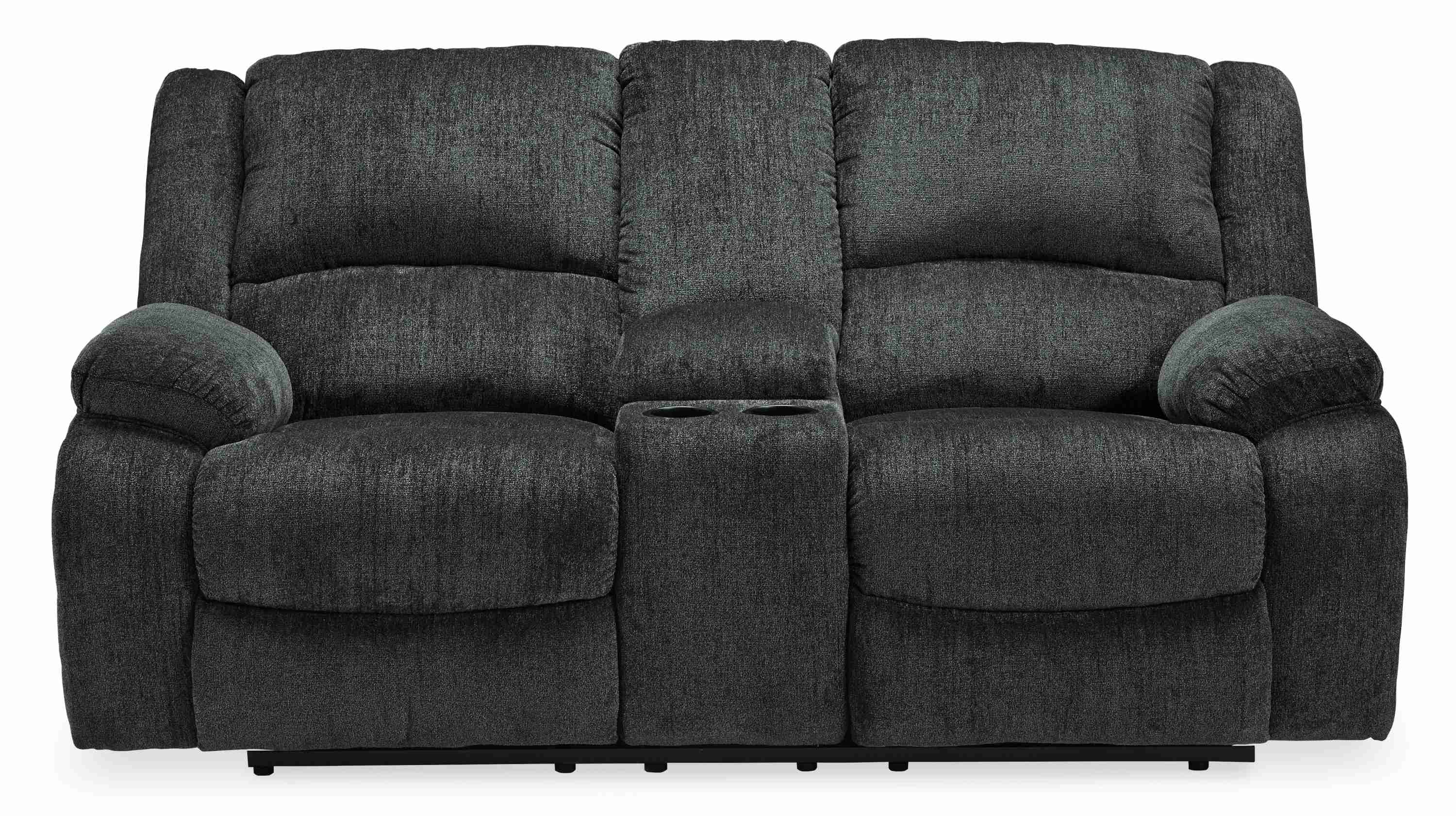 Draycoll - Dbl Reclining Power Loveseat W/Console - Fabric - Slate - Image 3
