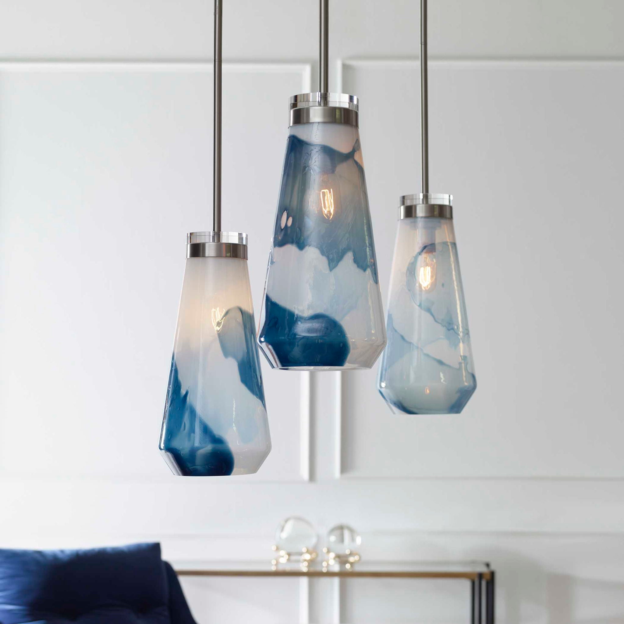 Windswept - 1 Light Mini Pendant - Blue & White - Image 3