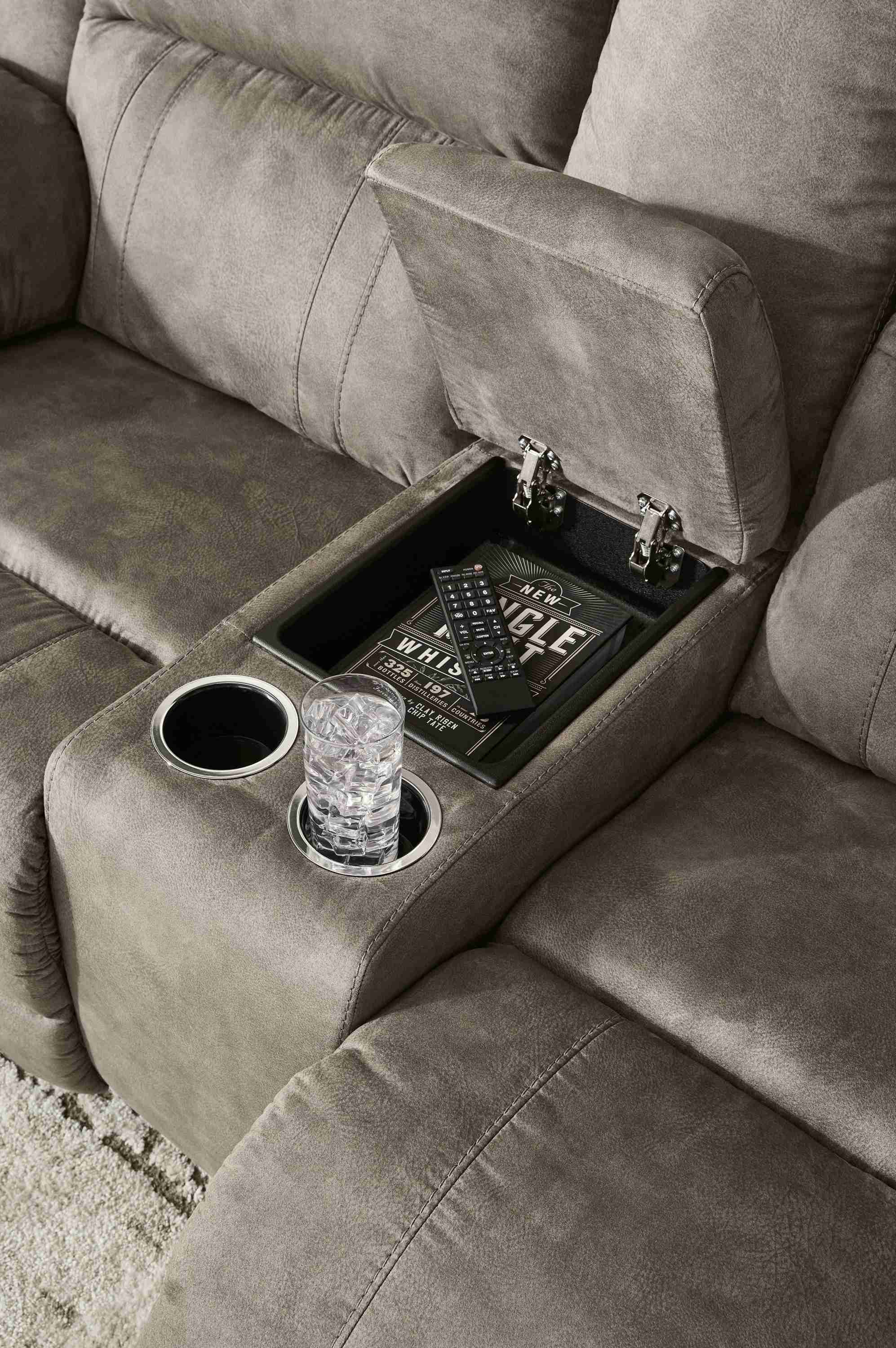 Laresview - Dbl Reclining Loveseat With Console - Faux Leather - Fossil - Image 2