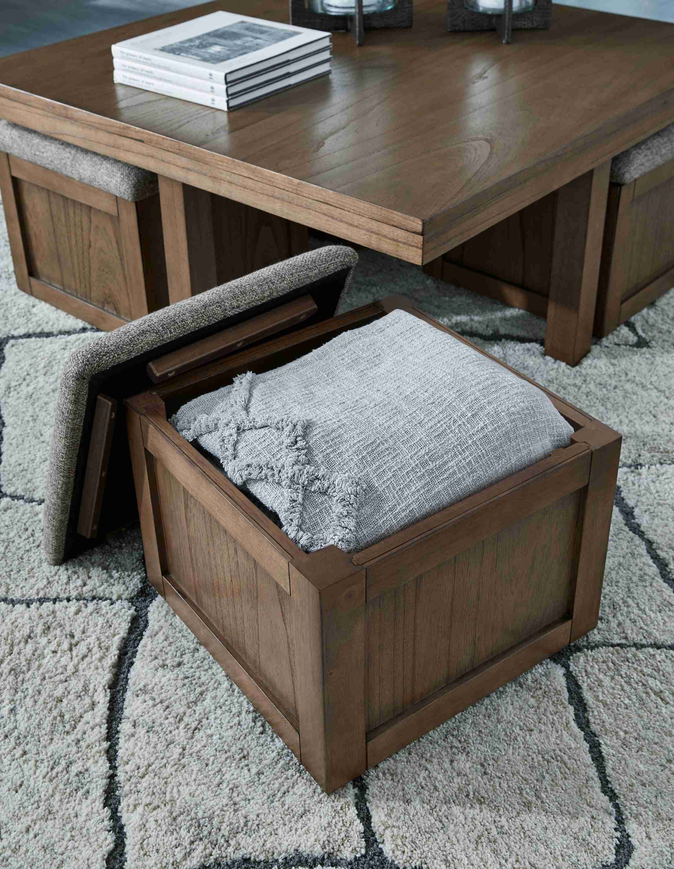 Boardernest - Cocktail Table With 4 Stools (Set of 5) - Brown - Image 3