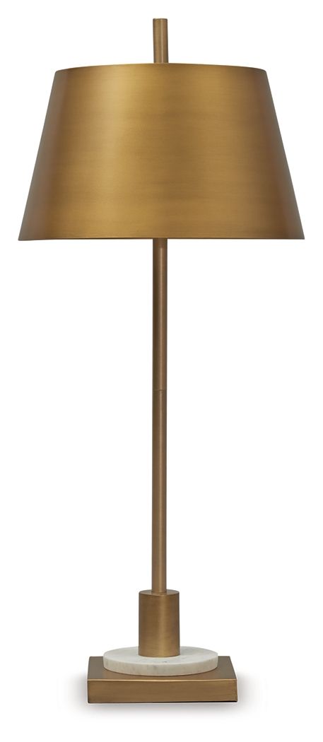 Fritzburn - Metal Table Lamp - Gold Finish / White - Image 1