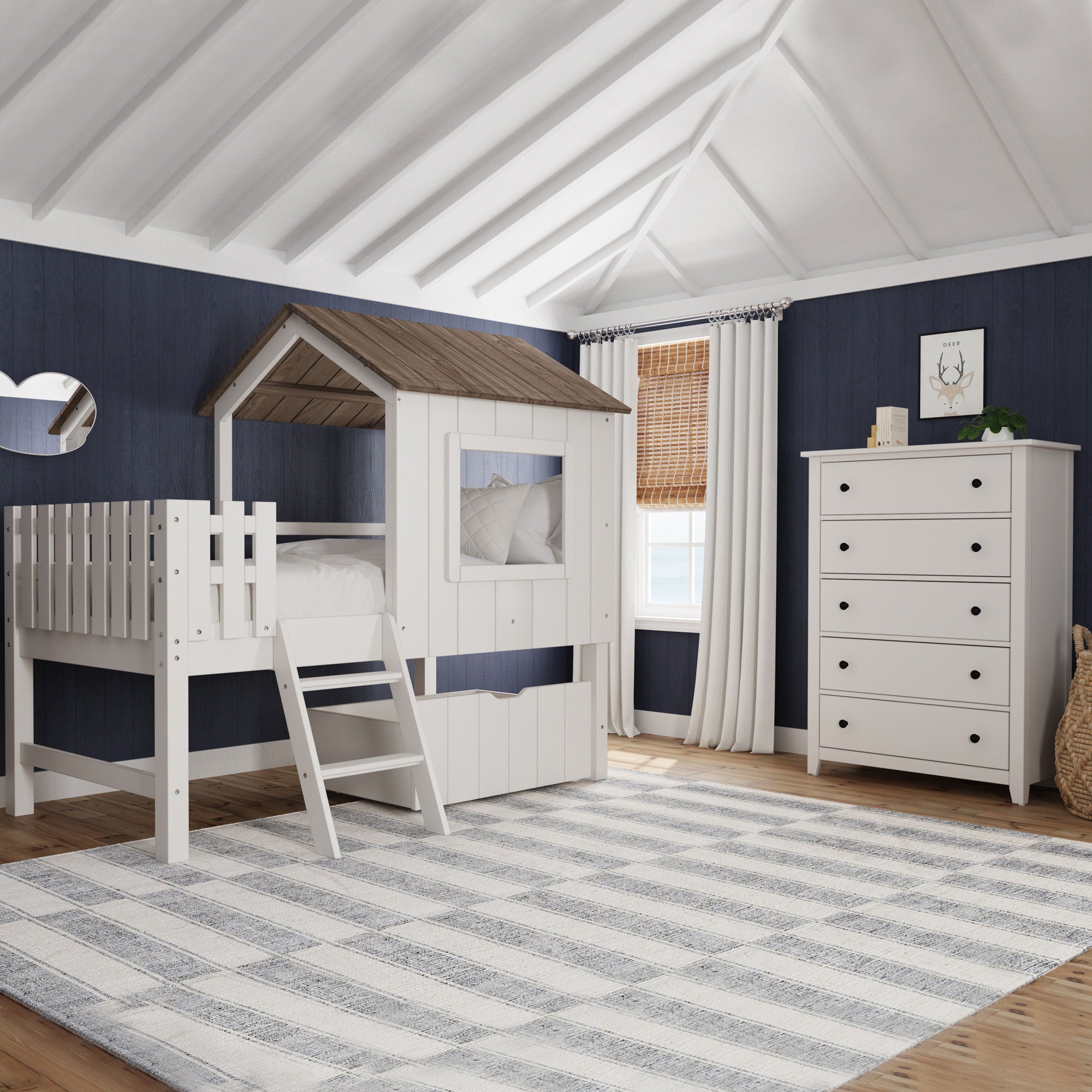 Lodge - Complete Bed With Ladder And Fencing - Cookies / Cream - Image 2