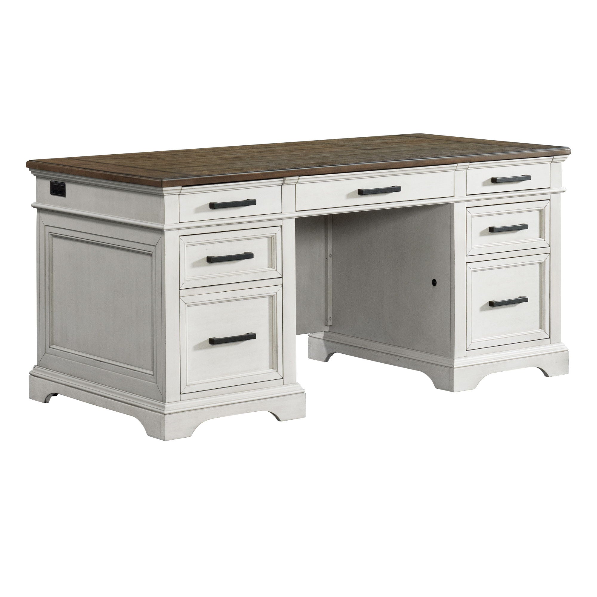 Drake – Executive Desk – Rustic White / French Oak