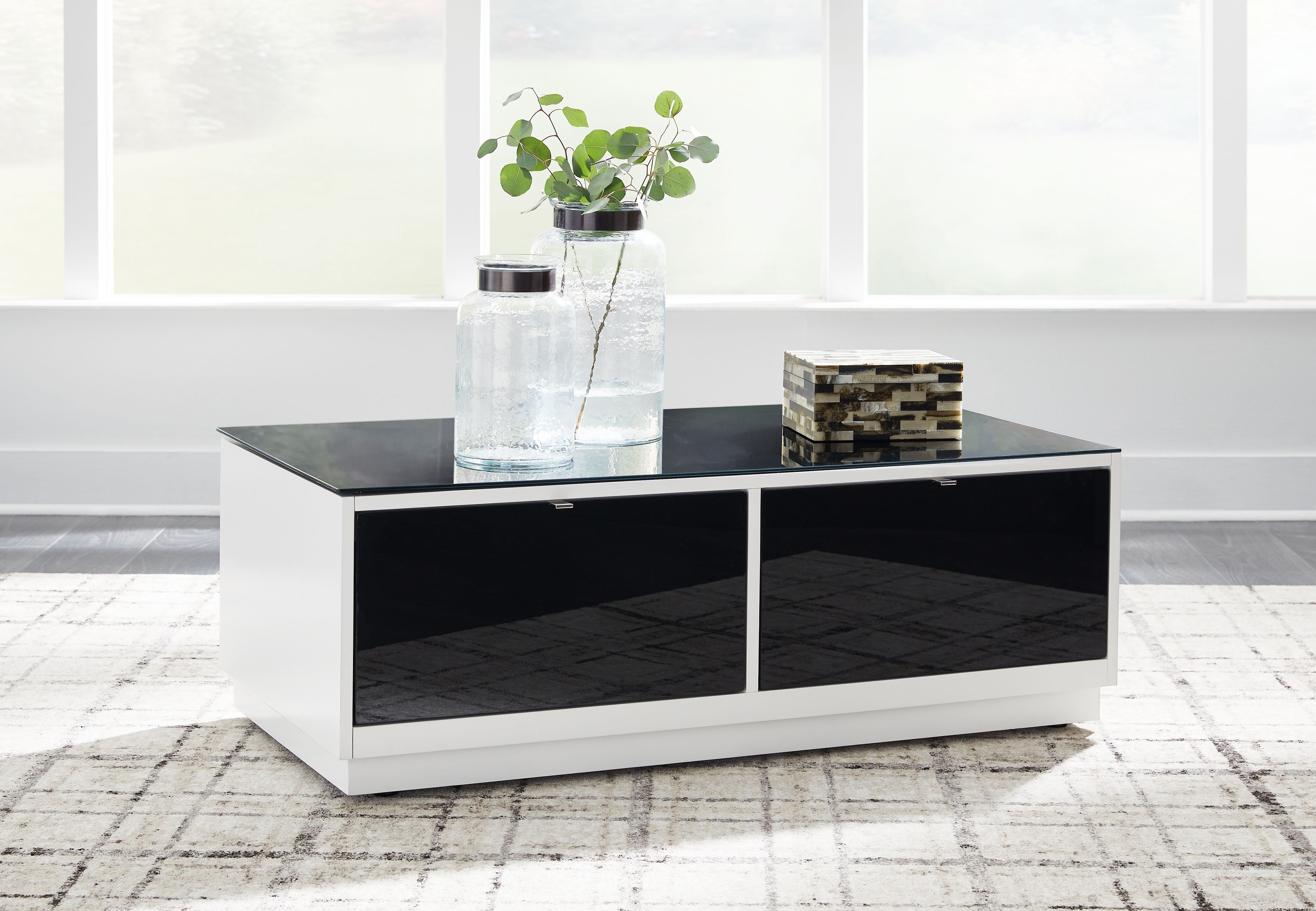 Gardoni - Rectangular Cocktail Table - White / Black - Image 2