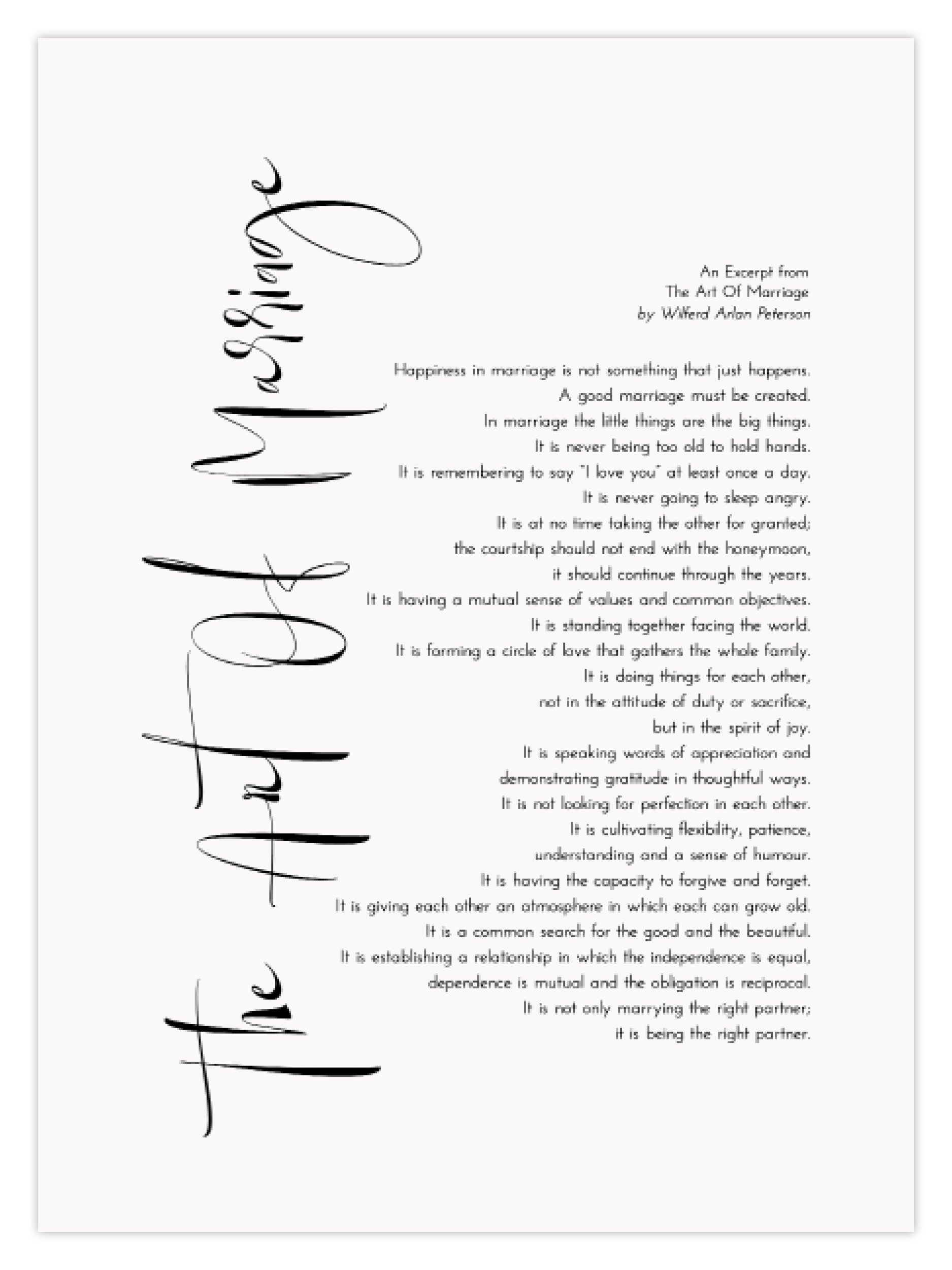 THE ART OF MARRIAGE (W)