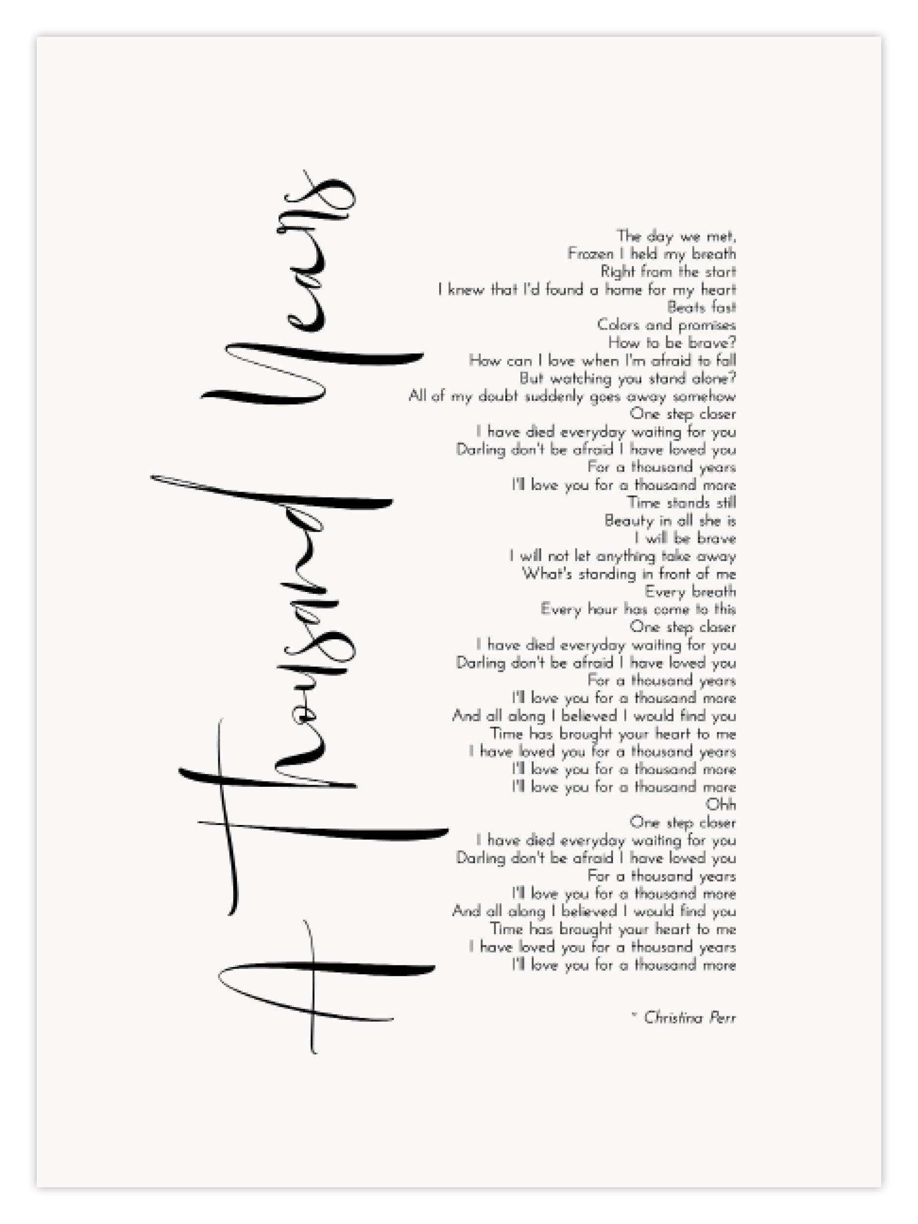 A THOUSAND YEARS (W)