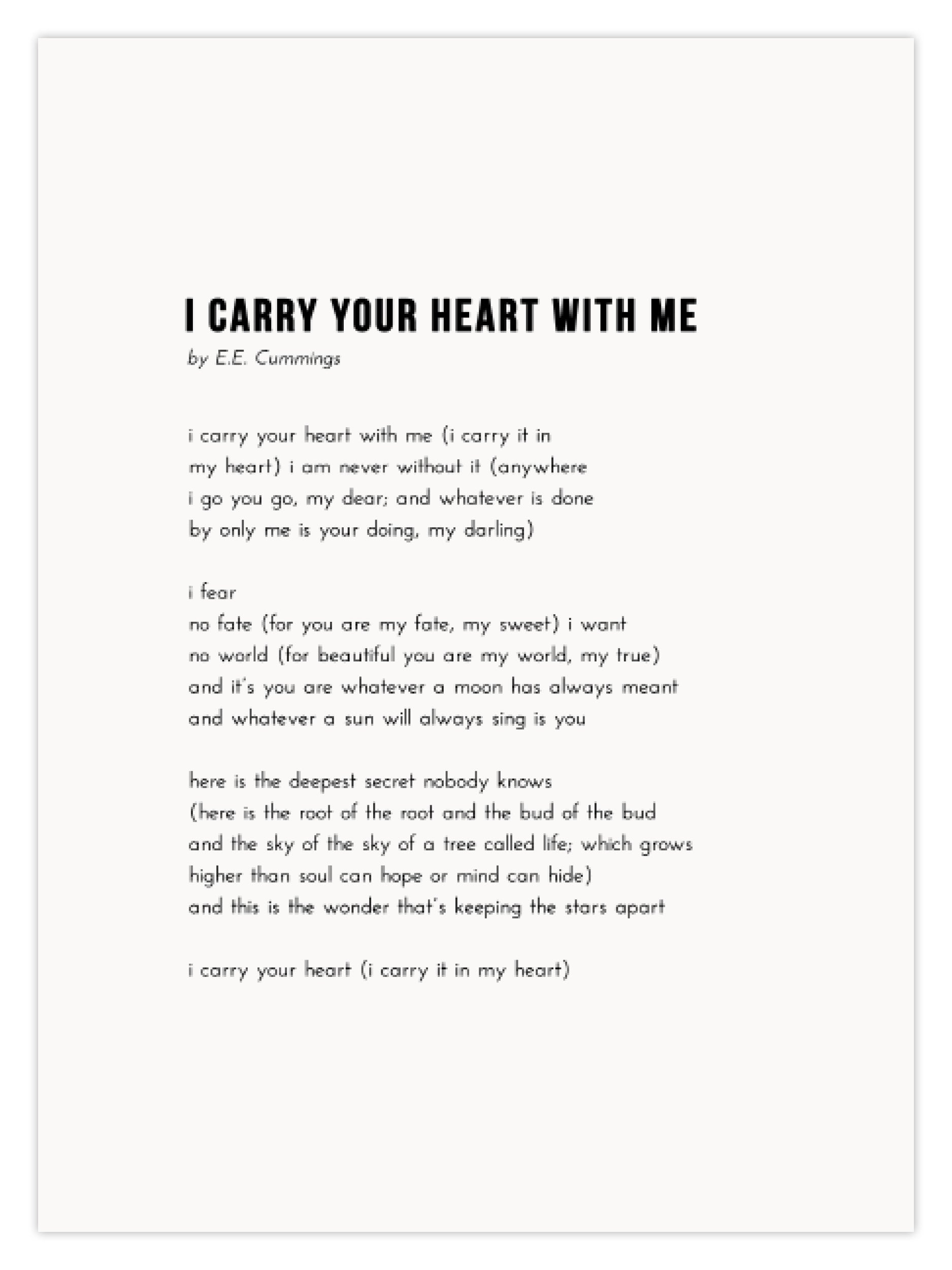 I CARRY YOUR HEART (W)