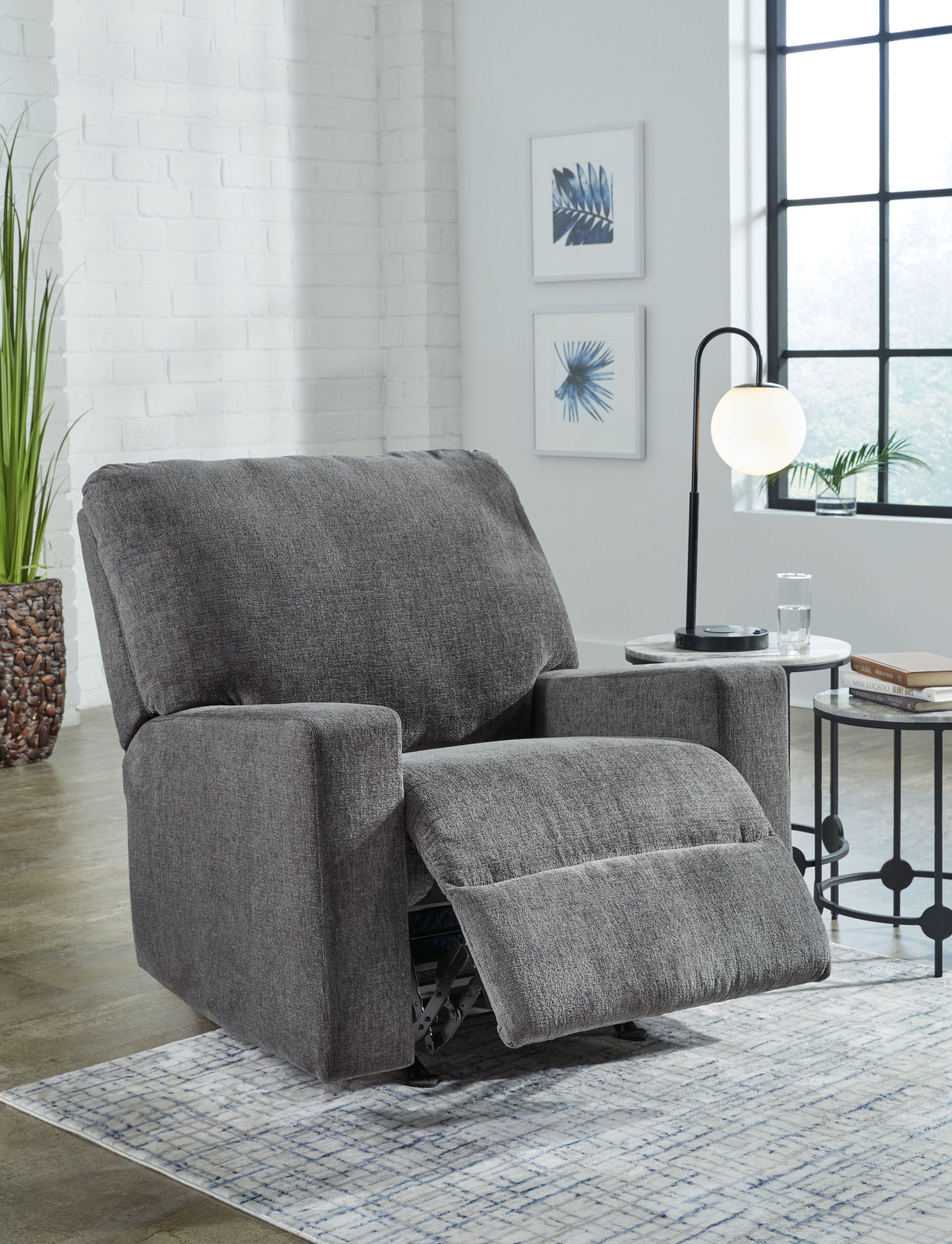 Rannis - Rocker Recliner - Fabric - Pewter - Image 2
