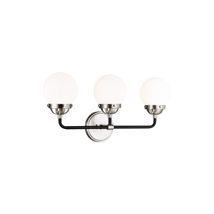 Vanity Light Cafe 3 Lamp Brushed Nickel 60 Watts 23-1/2 x 9-1/5 x 13 Inch - Image 1