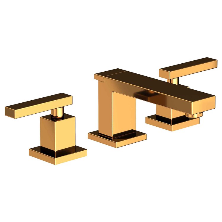 Lavatory Faucet Skylar Widespread 8 to 20 Inch Spread 2 Lever ADA WaterSense Polished Gold PVD 1.2 Gallons per Minute Fixed Pop-Up 3 Hole - Image 1