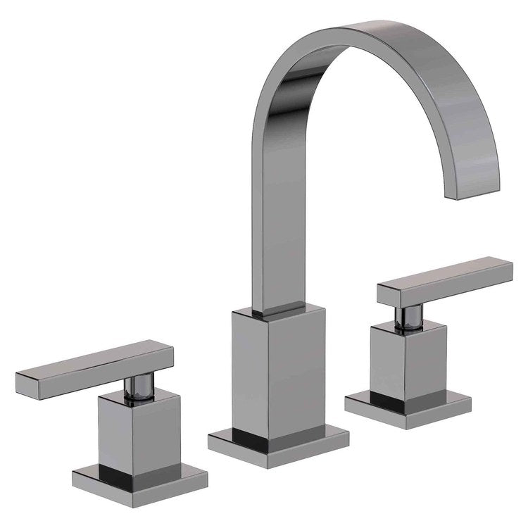 Lavatory Faucet Secant Widespread 8 to 20 Inch Spread 2 Lever ADA WaterSense Midnight Chrome 1.2 Gallons per Minute Gooseneck Pop-Up 3 Hole - Image 1