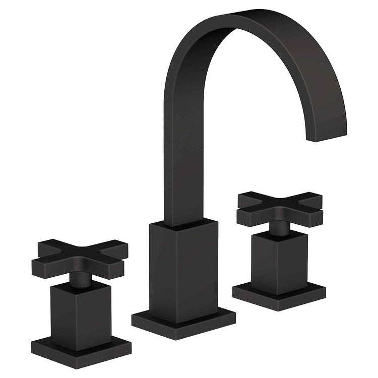 Lavatory Faucet Secant Widespread 8 to 20 Inch Spread 2 Cross ADA WaterSense Flat Black 1.2 Gallons per Minute Gooseneck Pop-Up 3 Hole - Image 1