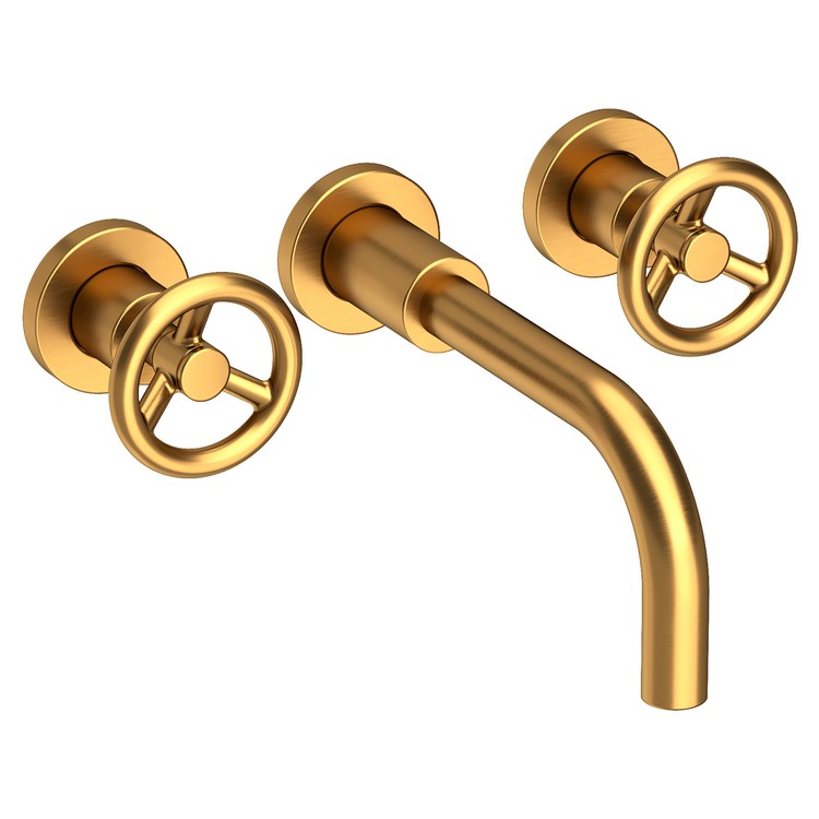 Slater Two Handle Wall-Mount Bathroom Faucet - Satin Gold PVD - Image 1