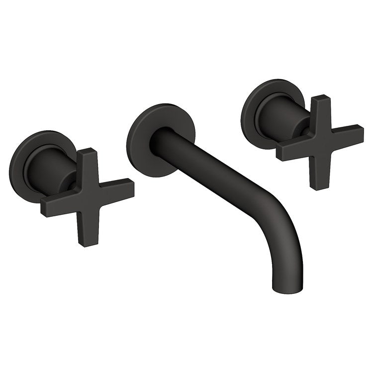 Lavatory Faucet Dorrance Wall Mount 8 Inch Spread 2 Cross ADA Watersense Flat Black 1.2 Gallons Per Minute Brass Less Drain Spout Reach 7-1/9 Inch - Image 1