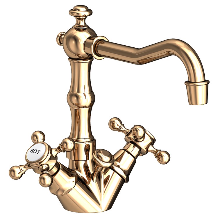 Lavatory Faucet Chesterfield 2 Cross ADA WaterSense French Gold PVD 1.2 Gallons per Minute Pop-Up 1 Hole - Image 1
