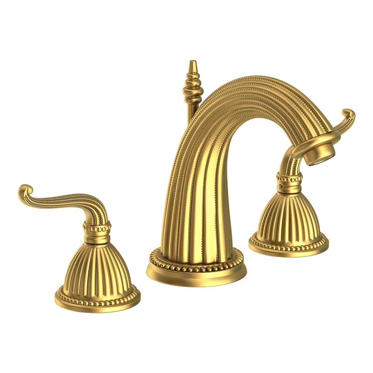 Lavatory Faucet Alexandria Widespread 8 to 20 Inch Spread 2 Lever ADA WaterSense Satin Brass PVD 1.2 Gallons per Minute Fixed Pop-Up 3 Hole