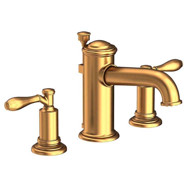 Lavatory Faucet Ithaca Widespread 8 to 20 Inch Spread 2 Lever ADA WaterSense Satin Gold PVD 1.2 Gallons per Minute Fixed Pop-Up 3 Hole - Image 1