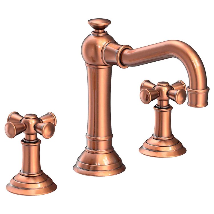 Lavatory Faucet Jacobean Widespread 8 to 20 Inch Spread 2 Cross ADA WaterSense Antique Copper 1.2 Gallons per Minute Fixed Pop-Up 3 Hole - Image 1