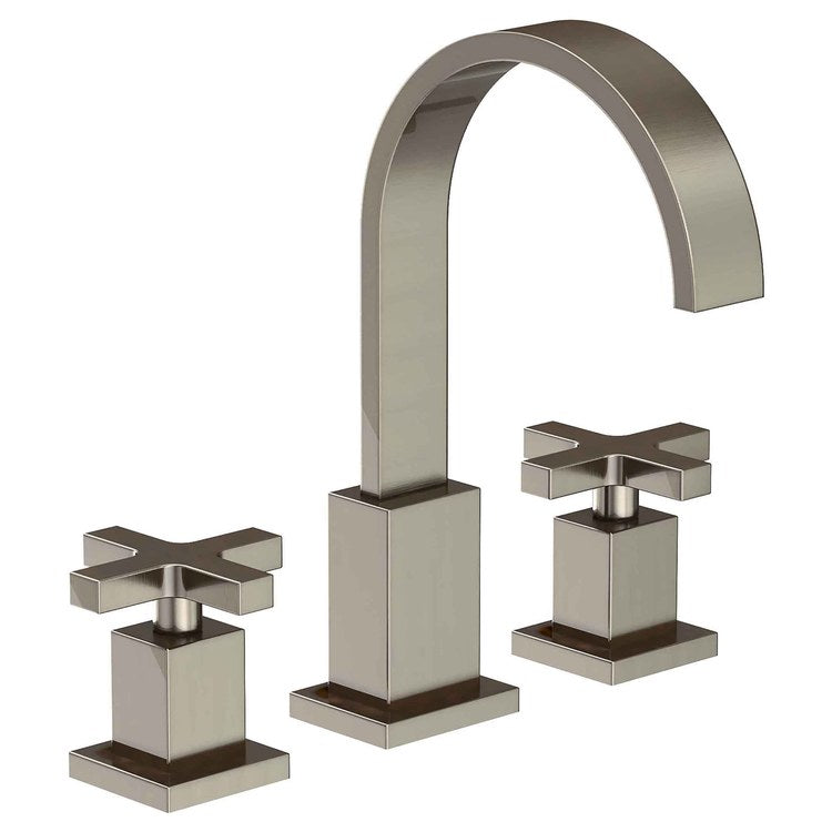 Lavatory Faucet Secant Widespread 8 to 20 Inch Spread 2 Cross ADA WaterSense Antique Nickel 1.2 Gallons per Minute Gooseneck Pop-Up 3 Hole - Image 1