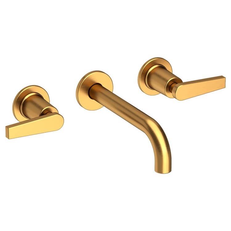 Lavatory Faucet Dorrance Wall Mount 8 Inch Spread 2 Lever ADA Watersense Satin Gold PVD 1.2 Gallons Per Minute Brass Less Drain Spout Reach 7-1/9 Inch - Image 1