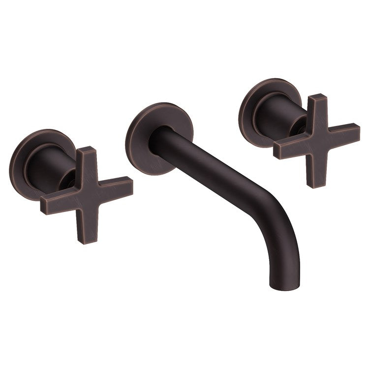 Lavatory Faucet Dorrance Wall Mount 8 Inch Spread 2 Cross ADA Watersense Venetian Bronze 1.2 Gallons Per Minute Brass Less Drain Spout Reach 7-1/9 Inch - Image 1