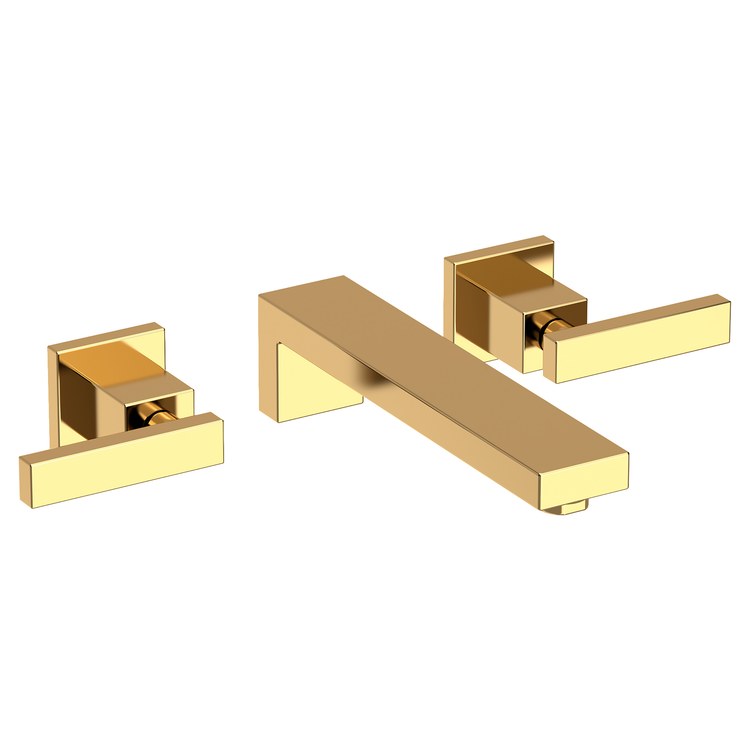 Skylar Two Handle Wall-Mount Bathroom Faucet - Polished Brass Uncoated - Image 1