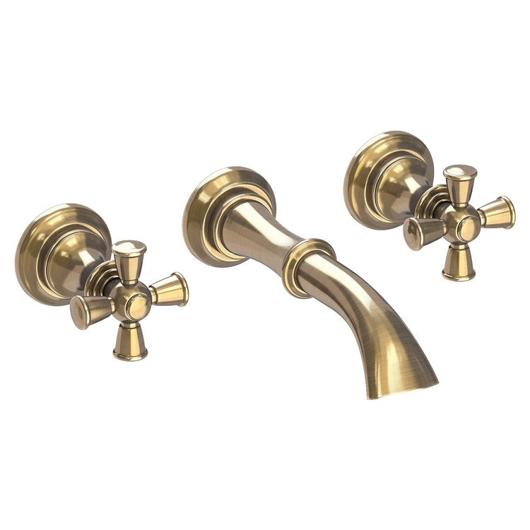 Sutton Two Handle Wall-Mount Bathroom Faucet with Cross Handles - Antique Brass - Image 1