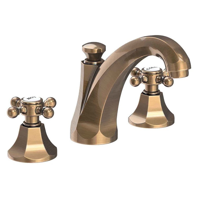 Lavatory Faucet Metropole Widespread 8 to 20 Inch Spread 2 Cross ADA WaterSense Antique Brass 1.2 Gallons per Minute Fixed Pop-Up 3 Hole - Image 1