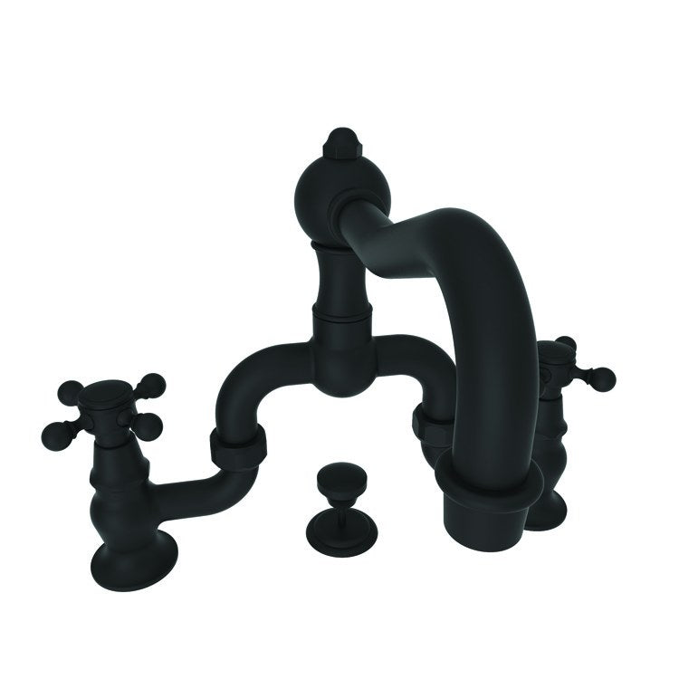 Lavatory Faucet Chesterfield Bridge 8 to 9-5/8 Inch Spread 2 Cross ADA WaterSense Flat Black 1.2 Gallons per Minute Deck Swivel Pop-Up with Tailpiece 3 Hole - Image 1