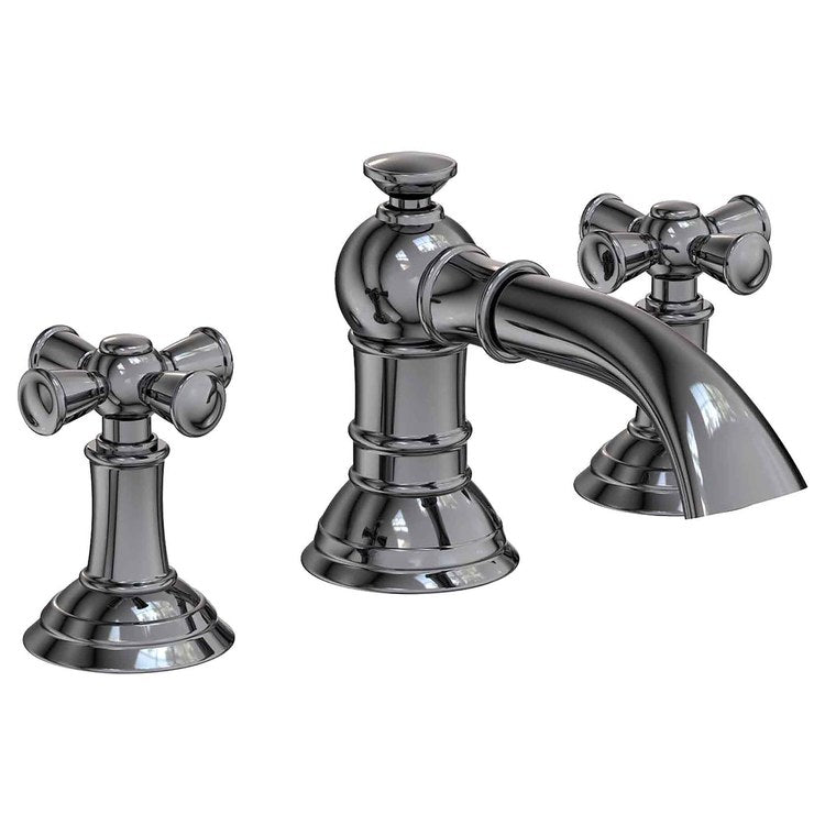 Lavatory Faucet Aylesbury Widespread 8 to 20 Inch Spread 2 Cross ADA WaterSense Midnight Chrome 1.2 Gallons per Minute Fixed Pop-Up 3 Hole