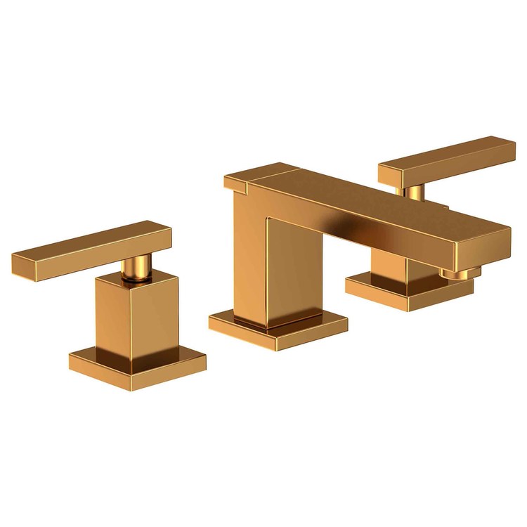 Lavatory Faucet Skylar Widespread 8 to 20 Inch Spread 2 Lever ADA WaterSense Aged Brass 1.2 Gallons per Minute Fixed Pop-Up 3 Hole - Image 1