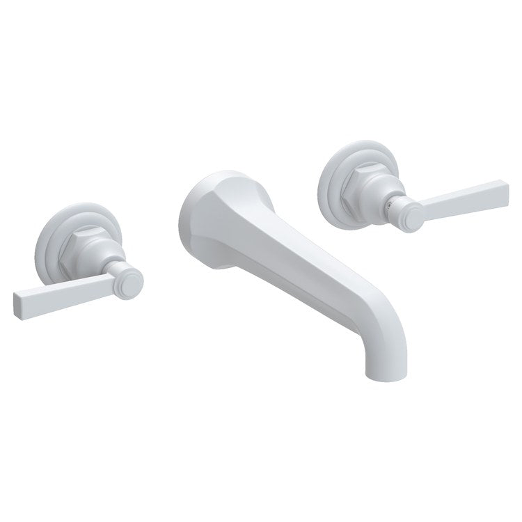 Lavatory Faucet Astor Wall Mount 8 Inch Spread 2 Lever ADA Watersense Matte White 1.2 Gallons Per Minute Brass Less Drain Spout Reach 7-1/2 Inch - Image 1