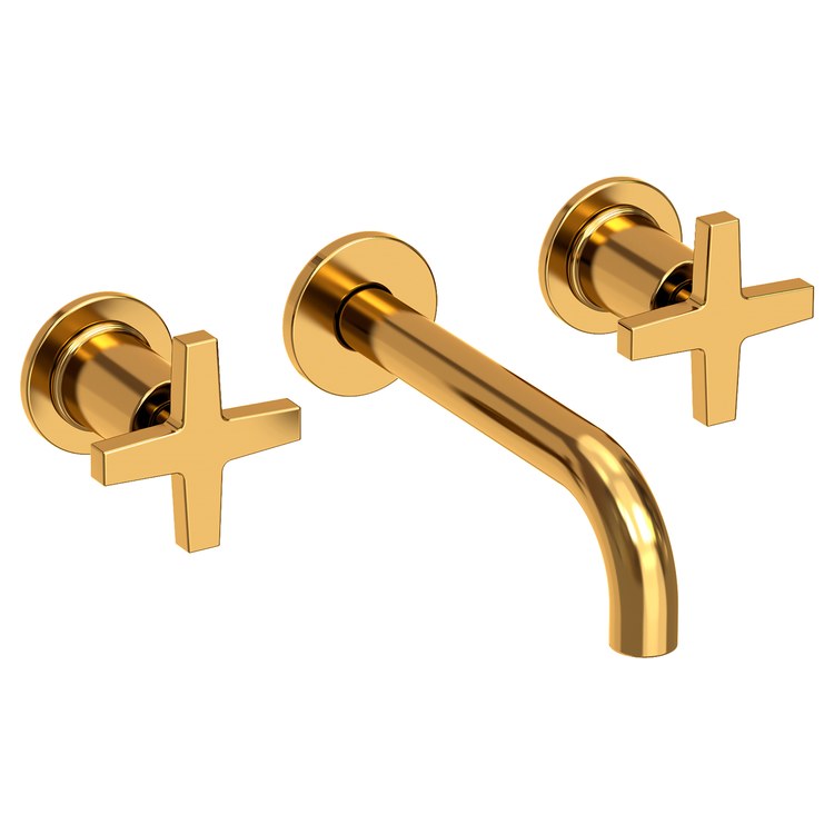 Lavatory Faucet Dorrance Wall Mount 8 Inch Spread 2 Cross ADA Watersense Aged Brass 1.2 Gallons Per Minute Brass Less Drain Spout Reach 7-1/9 Inch - Image 1